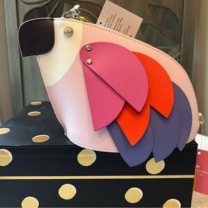 Kate Spade Pink and Purple Parrot Crossbody Bag Flock Party